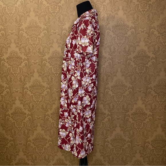 Vintage 70s Mod Fall Floral Dagger Collar Triangle Pull Zipper Front Dress - Picture 5 of 13